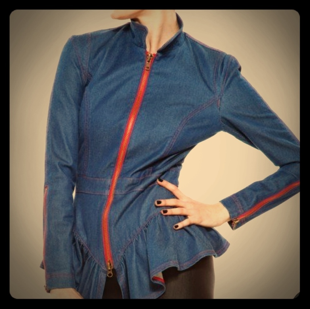 Pin Up inspired Denim Peplum jacket